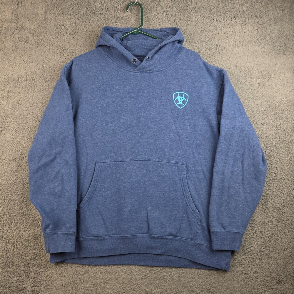 Ariat Hoodie Men's Extra Large Blue Hooded Sweatshirt Pullover Western Workwear